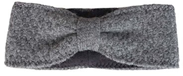 Zwillingsherz Stirnband mit Schleife - Hochwertiges Strick-Kopfband für Damen Frauen Mädchen - Mit Fleece - Wolle - Ohrenschutz - Haarband - warm und weich für Herbst Winter und Frühjahr grau
