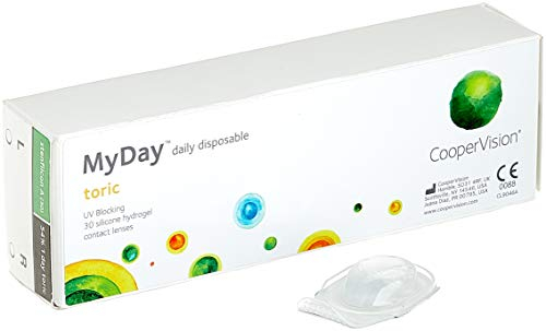 MYDAY Daily disposable Torisch Tageslinsen weich, 30 Stück / BC 8.6 mm / Dia 14.5 mm / CYL -2,25 / ACHSE 10 / +1.5 Dioptrien