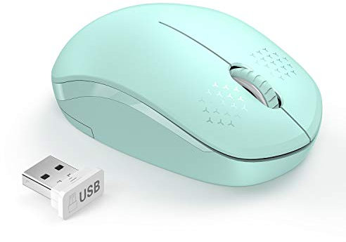 seenda Wireless Silent Mouse, 2.4 GHz with USB Nano Receiver, 1600 DPI Optical Sensor, Plug & Play, Ambidextrous, PC/Mac/Laptop- Mint green