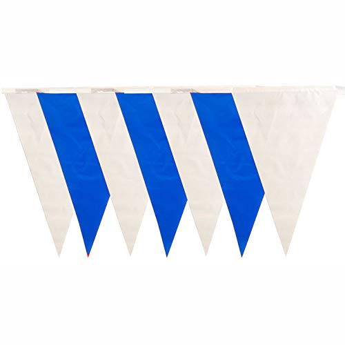 PARTY DISCOUNT Wimpelkette blau-weiß aus Kunststoff, 10 m