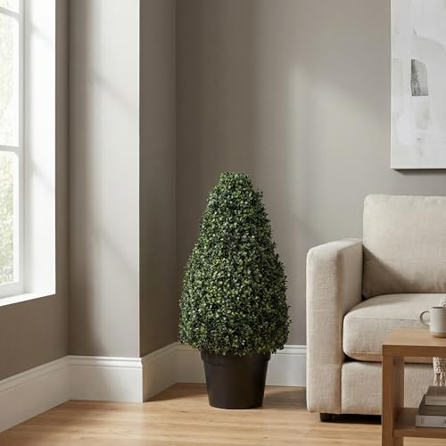 Pure Garden - Topiary Artificial de boj (91,4 cm) - Planta de imitación de Estilo Torre de 91,4 cm en Resistente decoración, Realista para Interiores o Exteriores