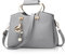 NICOLE&DORIS Damen Handtaschen Schultertasche mit Tragegriff Umhängetasche für Damen Ledertasche mit langem Riemen hellgrau