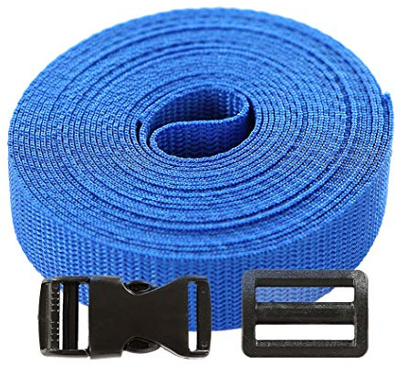 Gurtband Set 5m – Polypropylen Gurt mit 5 Klickverschlüssen und 10 Leiterschnallen 30mm – Strapazierfähiges Gurtband mit Schnallen und Verschlüssen,Blau