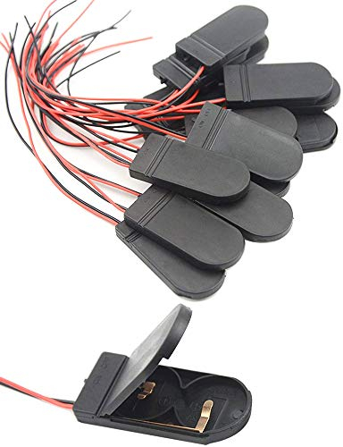 GTIWUNG 20PCS CR2032 Battery Holder Plastic 2x3V Button Coin Cell Battery Holder Case Box with Wire Lead ON-OFF Switch (Black)