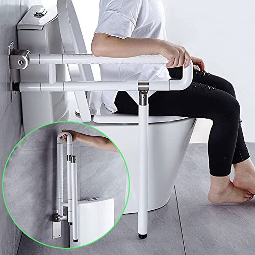 jxgzyy Toilet Grab Bar Foldable Drop Down Toilet Hand Rail Non Slip Toilet Aid Assist Rail Bathroom Safety Toilet Grab Bar Wall Mounted for Disabled Elderly Load Up 200kg