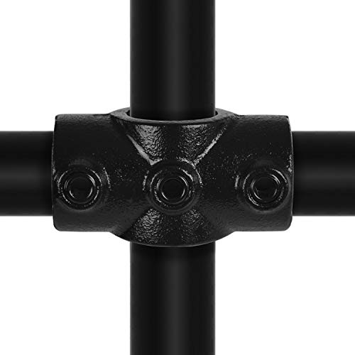 Klemp - Schwarz Kreuz-Verbinder, Rohrverbinder, 90-Grad, Kreuz-Stück, Temperguss galvanisiert, feuerverzinkt, inkl. Schrauben Typ 22BB - 26,9 mm / ¾