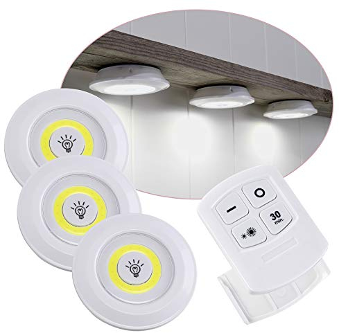 Fachhandel Plus LED Unterbauleuchten Batteriebetrieb mit Fernbedienung und Touchfunktion Timer 3 Stück