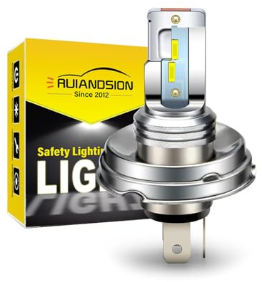 Ruiandsion Ampoule de phare LED P45T H5 R2 - Blanc DC 10-30 V - Super lumineuse CSP 4SMD - Chipsets LED pour phare avant de voiture et moto