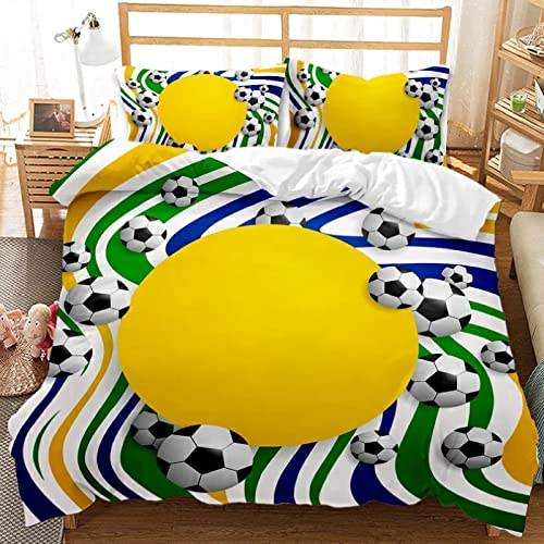 bettwäsche 160x200 Set Satin Fußball-Hintergrund Bettwäsche-Set 3 Teilig Mädchenbettwäsche · Flanell/Biber Bettbezug Deckenbezug mit Reißverschluss Weihnachten Geschenk