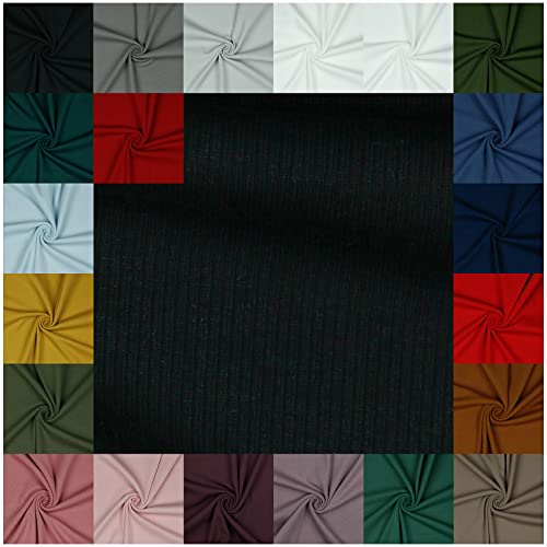 VmG-Store RIB Jerseystoff gerippt Uni Meterware 21 Farben zur Auswahl Tex zertifiziert Nähstoff (200 x 145cm, 001 I Schwarz)