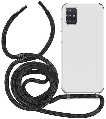 MyGadget Handykette für Samsung Galaxy A71 4G - [ Hülle mit Band abnehmbar & verstellbar ] - Handyhülle mit Handyband zum Umhängen Schnur Case Schutzhülle - Schwarz