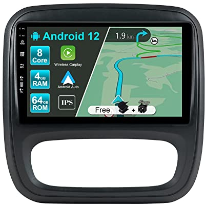 JOYX Android 13 IPS Autoradio Passt für Renault trafic 3 (2014-2021) / Opel Vivaro (2014-2018) - 4G+64G - Eingebaut DSP/Carplay/Android Auto - Kamera + MIC - 9 Zoll 2 Din - SWC 4G WiFi DAB 360-Kamera