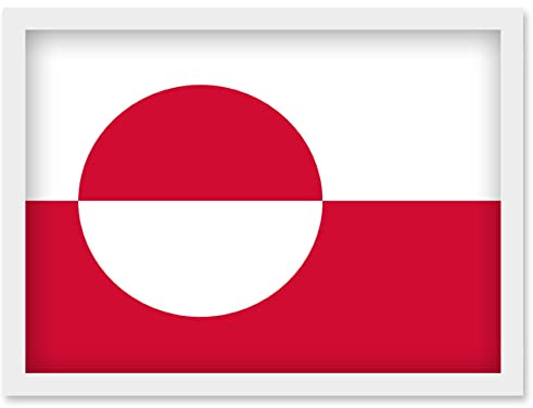 Artery8 Greenland National Flag Patriotic Vexillology World Flags Country Region Poster Artwork Framed Wall Art Print A4