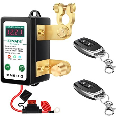 KTNNKG Interruptor De Batería Remoto De 12 V CC 240 A Con Pantalla LED Digital Voltímetro, Interruptor Inteligente De batería Con Fusible