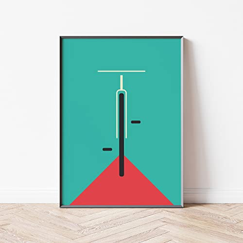 Mabudi Poster Vintage Fahrrad - Poster Retro - Fahrrad Poster - Abenteuer Poster - Fahrrad Bauhaus Print - Kunstdruck Biker (Türkis-Rot, 30x40cm)