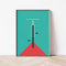 Mabudi Poster Vintage Fahrrad - Poster Retro - Fahrrad Poster - Abenteuer Poster - Fahrrad Bauhaus Print - Kunstdruck Biker (Türkis-Rot, 30x40cm)