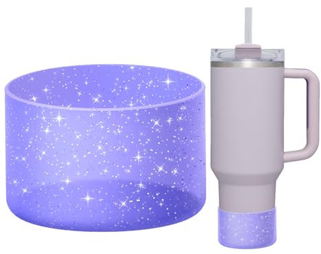 WUQID Protective Bling Silicone Boot Sleeve, Compatible with Stanley Tumbler 20-40oz & hydroflask Bottle 12oz-24oz, Glitter Reduces Dents Sleeve Cover for More Bottles/Tumblers Bottom of 2.83-2.95in