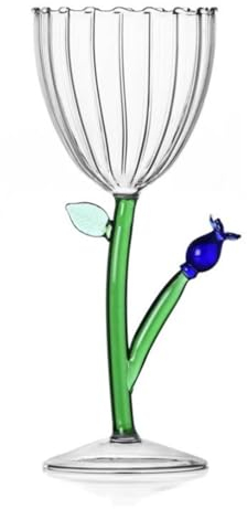 Ichendorf Milano Calice Ottico Fiore Blu | Collezione Botanica | 28 cl | Vetro Borosilicato | Fatto a Mano