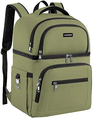 Cooler Backpack,Insulated Backpack Cooler Leakproof Double Deck Cooler Bag for Men Women RFID Lunch Backpack