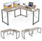 COSTWAY Escritorio de Ordenador en Forma de L, 3 Orificios para Cables, Estante Extra, 2 Formas, Mesa de Trabajo de 2 Personas，Mesa Escritorio Esquina Gaming, 240x60x74cm (Gris)