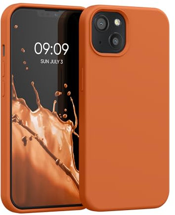 kwmobile Carcasa Compatible con Apple iPhone 13 Funda - Case TPU y Silicona antigolpes - Apto Carga inalámbrica - Albaricoque cálido