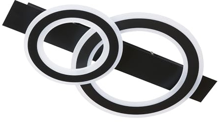 Fischer & Honsel Deckenleuchte, Circle | sandschwarz| L: 61 cm, B: 36 cm, A: 7,3 cm| mit Fernbedienung stufenlos dimmbar| Farbtemperatureinstellung| 1x LED 20 Watt 2700/6500 K | 3100 lm| EEG: E