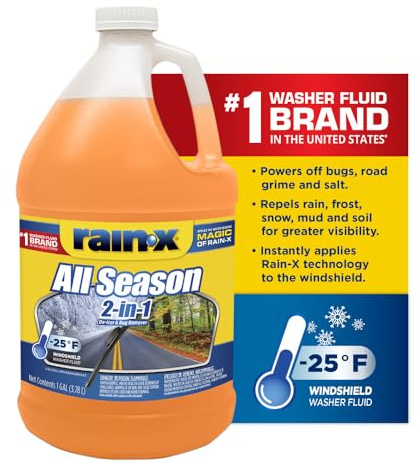 Rain-X All Season -25°F 2-in-1 De-Icer & Bug Remover Windshield Washer Fluid - 1 Gallon (Pack of 6)
