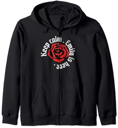 Keep Calm Emily is Here, lustiges Design mit Namen Grunge Rose Kapuzenjacke
