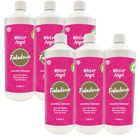 Fabulosa Antibacterial Freshening Laundry Cleanser Washing Disinfectant Liquid, Winter Angel, 1L, Pack of 6