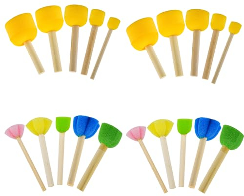 LPAMABA 20er Set 5 Größen Schwammpinsel Set Malerei Schaumpinsel Schaumstoff Pinselset Schaumstoff Stupfpinsel Malerei Schwamm zum Malen Schaumstoff Malschwamm Mal Schaumstoff Handwerk DIY Werkzeug