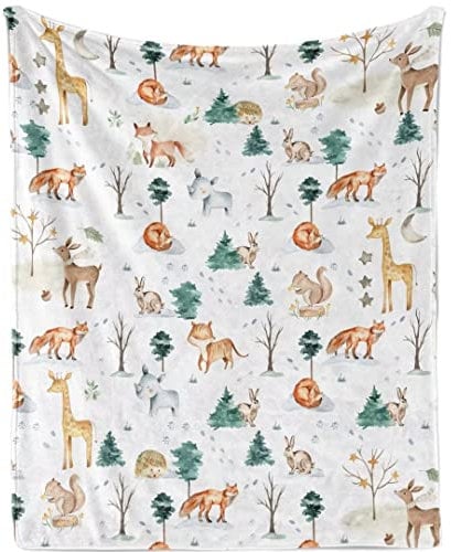 Tenemos Tier-Babydecke, weich, Wald, niedliche Tiere, Flanell-Fleece, Überwurf, Decken für Jungen und Mädchen, leicht, flauschig, schön, nordischer Dschungel, Safari, Tierdruck, Überwurf, Geschenk, 76