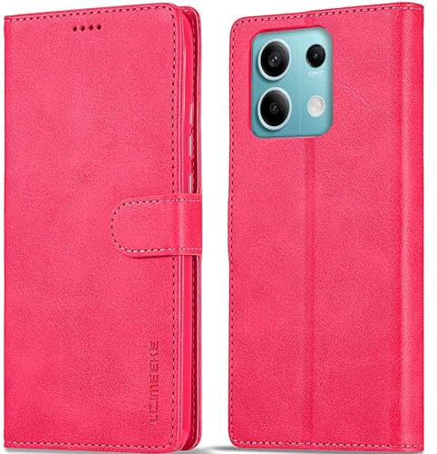 WAURZ Cover per Xiaomi Redmi Note 13 PRO 5G, Custodia Cover Pelle Libro Portafoglio con Porta Carte Magnetica Supporto Protezione Antiurto Flip Case Custodia Cover per Redmi Note 13 PRO 5G,Rosa
