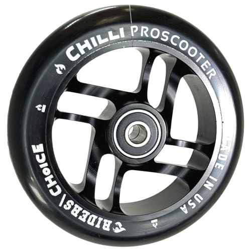 Chilli Pro Scooter Riders Choise Made in USA Stunt-Scooter Ersatzrad Rolle 110mm Trick I Tret I Roller I Wheel mit Kugellager Schwarz