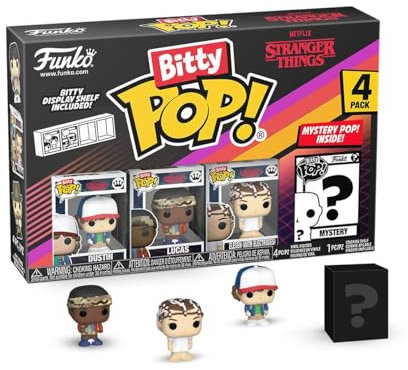 Funko Bitty Pop St SZN1 - Dustin 4pket Une Mini-Figurine Mystère en Surprise - 2.2 Cm - sans-Dents - Stranger Things Collectionnable - Étagère Empilable Incluse - Idée de Cadeau - TV Fans