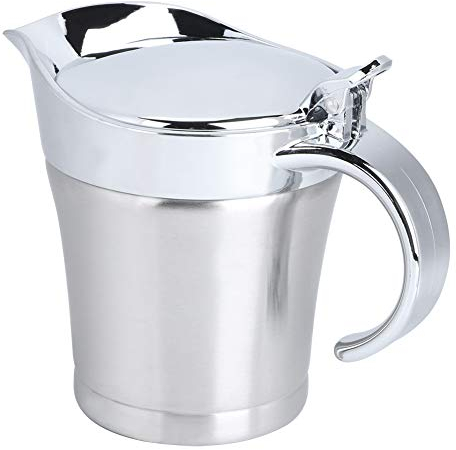 HUAOSN Saucière À Double Isolation de 450ml, Pot de Saucière À Double Paroi À Isolation Thermique en Acier Inoxydable, Pot de Saucière pour Cuisine