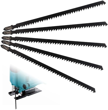 QIWEIS Sägeblatt Set 5 Stück Stichsägeblätter Holz Professional Stichsägen-Zubehör 180MM T744D für Holz und Metall, sägeblätter stichsäge Zubehör