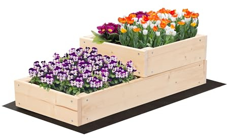 MODO24 Hochbeet Holz, 2-stufiger, Blumenkasten 18x30x63 cm, Natur | Komplettes Anzuchtset inkl. Schrauben, Dekoratives Gemüsebeet, Kräuterbeet & Blumenkasten für Garten und Terrasse