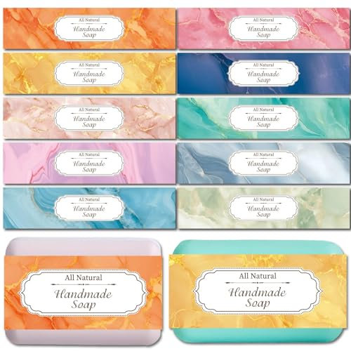 CREATCABIN 100 Stück Seifenwickelpapierband 10 Stile Seifenwickelpapier Marmor Vertikale Seifenhüllen Abdeckungen Mit Tectorial Membran Verpackungsmaterial Für Handgemachte Seife Bar Laden 5x21cm