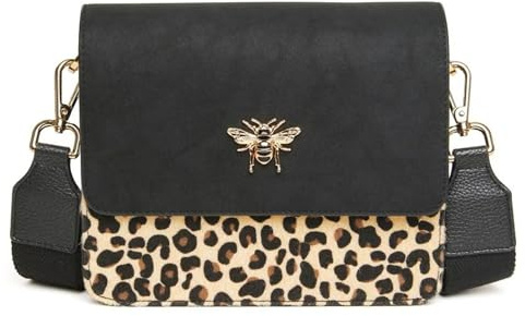 Alice Wheeler Vegan Leather Mini High-bury Crossbody Bag Bee (Leopard)