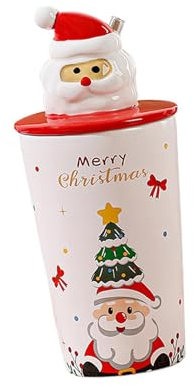 Luwecf Tazza Natalizia con Coperchio in Ceramica da 400ml, Style B