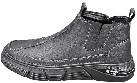 EJIMUQO 2024 Stivali Neri Camoscio Tacco Alto Invernali Con Zeppa Alta Pelle Uomo Vera Vintage Moto Bianchi Bassi Morbidi