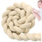 AmphaDeco Bettschlange Knotenkissen Kantenschutz Für Antikollisionskopf,Bequem Bettschlange Geflochten Kopfschutz,Zöpfe Bettumrandung Kantenschutz,Beige,300cm