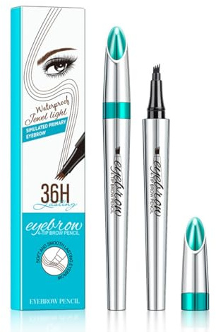 Weixinbuy Microblading Eyebrow Pen - Long-lasting, 4D Four-Tip Waterproof Eyebrow Pencil, Liquid Eye Brow Pencil - Smudgeproof, Easy to Use for Fine Natural Strokes (Black)
