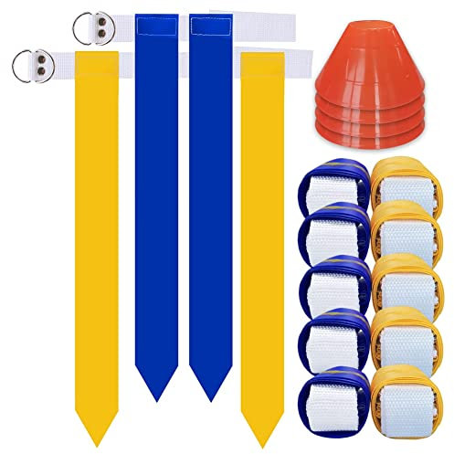 Tagtight Flag Football Gürtel und Flaggen-Set, Taillenflagge, Verstellbare Football Flagge, Fußball-Set, 10 Player, Indoor und Outdoor Trainingsset, Kinder oder Erwachsene Flag Football Spieler