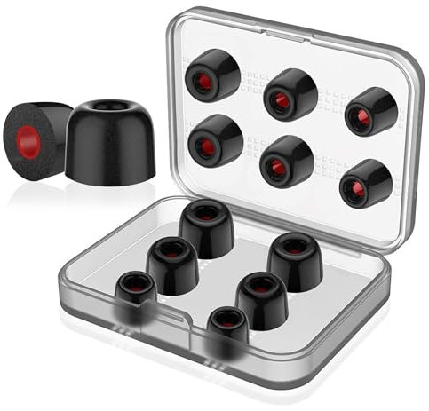 6 Paar Ohrstöpsel aus Memory-Schaum, langsam zurückfedernd, passend für 5 mm - 6 mm In-Ear-Kopfhörer, blockierende Geräusch-Ohrstöpsel, mit Aufbewahrungsbox, S/M/L, 3 Größen (innen 4,5 mm, schwarz)