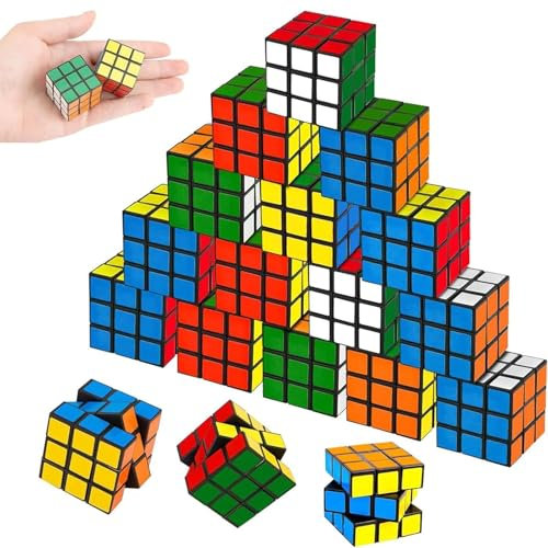18pcs Mini Rubix Cube Magic Puzzle Set - 3x3cm Portable Cubes for Party Bags, Educational Toys and Games for Kids, Adults, Elderly