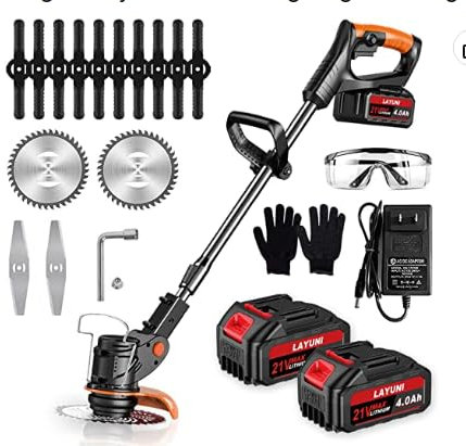 Desbrozadora eléctrica 3 en 1 con batería recargable y desbrozadora ajustable (verde)