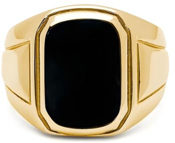 YDD Men's 9ct 14ct 18ct Solid Gold Black Onyx Rings – Elegant Jewelry for Anniversaries, Birthdays, Weddings & Special Occasions S925