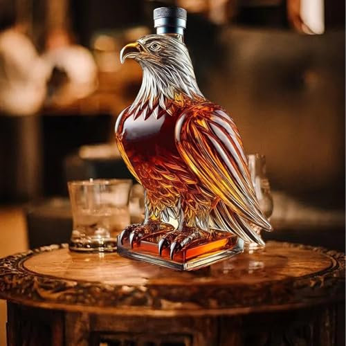 Eagle Whiskey Bottle, Whiskey Eagle Glass Decanter, Funny Whiskey Bottle For Men, Dad, Husband Perfect Whiskey Decanter Set For Home Bar Decoration
