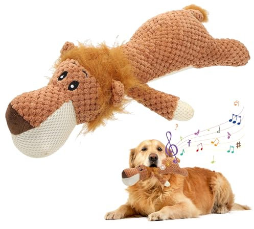 GmwyCzV Hundespielzeug,Plüsch Hundespielzeug mit Quietscher,uietschende welpenspielzeug,Plüsch Löwe Kauspielzeug Unzerstörbar,Weiches Hunde Kuscheltier für Kleine und Mittelgroße Hunde,32 cm